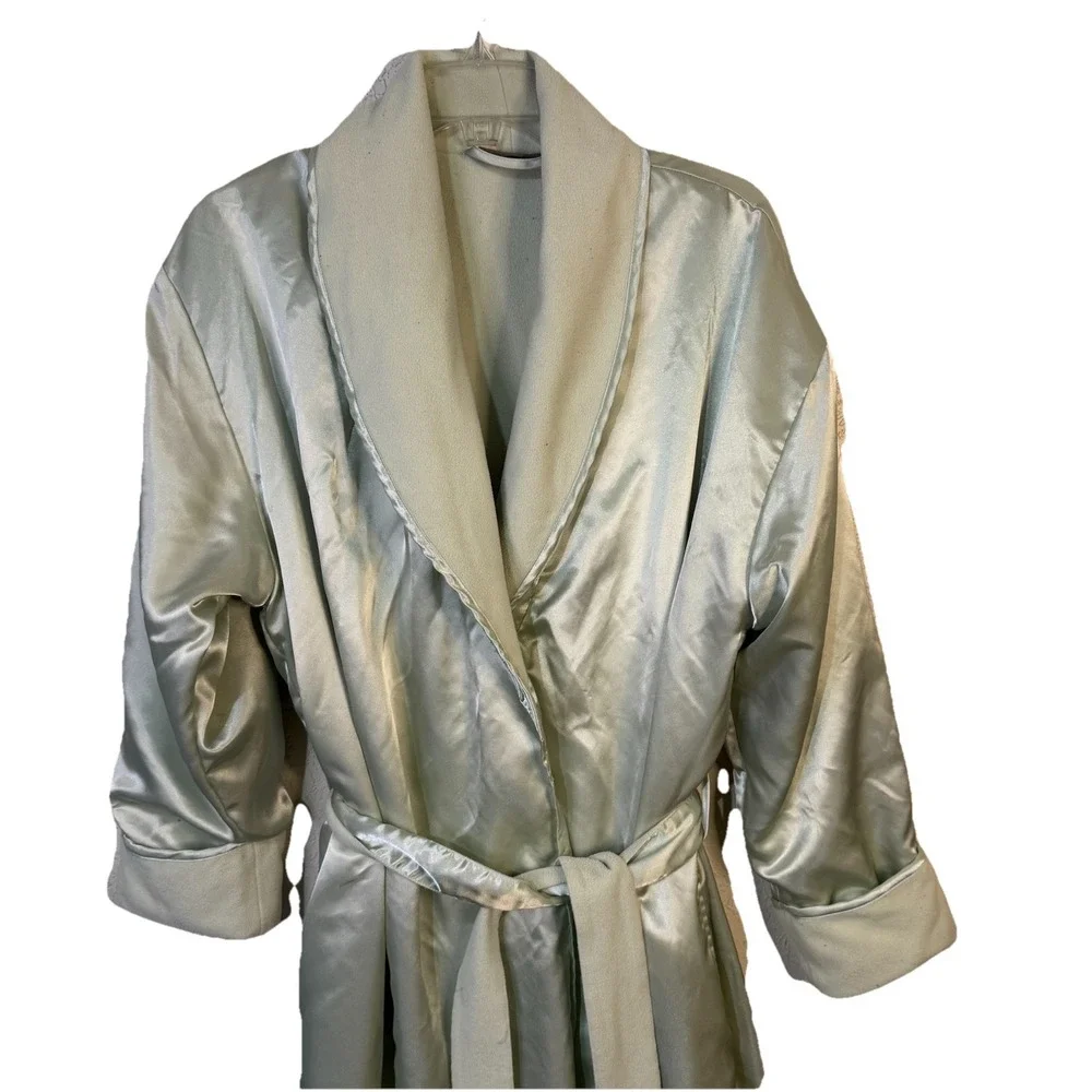 Vintage Valerie Stevens Robe Women's M Green Long Silky Fleece 2-sided 100% Poly